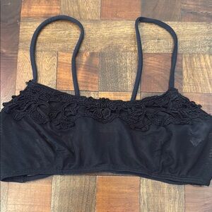 Chic Black Lace Mesh See-Through Bralette Sz S